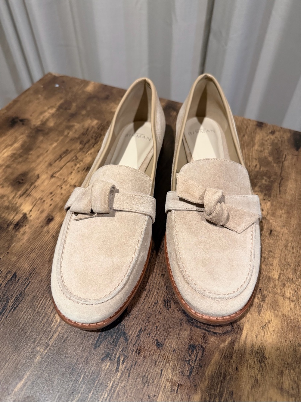 Alexandre Birman Beige Suede Knot Loafers
